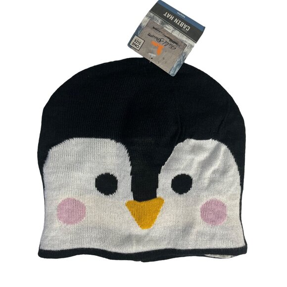 Field & Stream Cozy Cabin Hat Youth Penguin Design Black Warm New - Picture 1 of 7